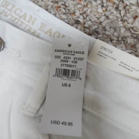 American Eagle Size 8 Denim Mini Skirt Distressed White Women Nwt - Picture 6 of 6